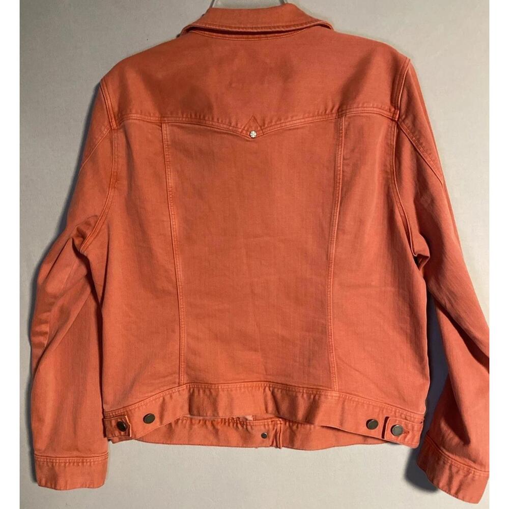 Liverpool Los Angeles Stretch Button Denim Jeans Jacket Coral Fins Womens Large - Picture 9 of 9
